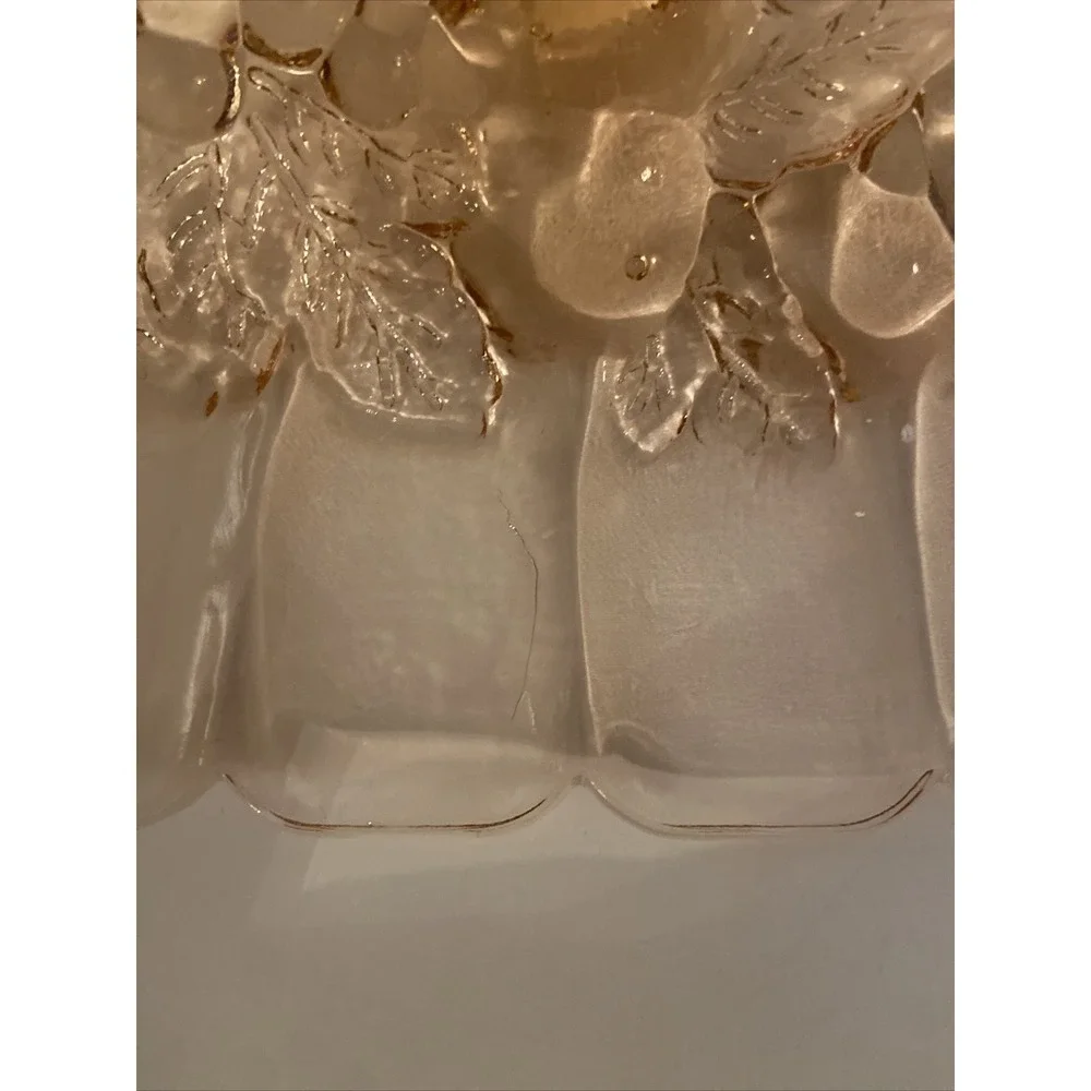 Vintage Pink/Peach‎ Glass Harvest Grape Design Footed Oval Fruit Bowl 12
